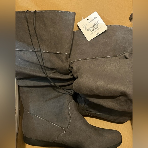 St. John's Bay Womens Korba Kimble Flat Heel Slouch Boots grey - Picture 2 of 5